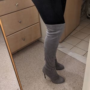 Above the knee boots, stilettos